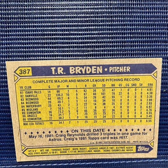 Baseball card T.R Bryden (pitcher) - Picture 2 of 2